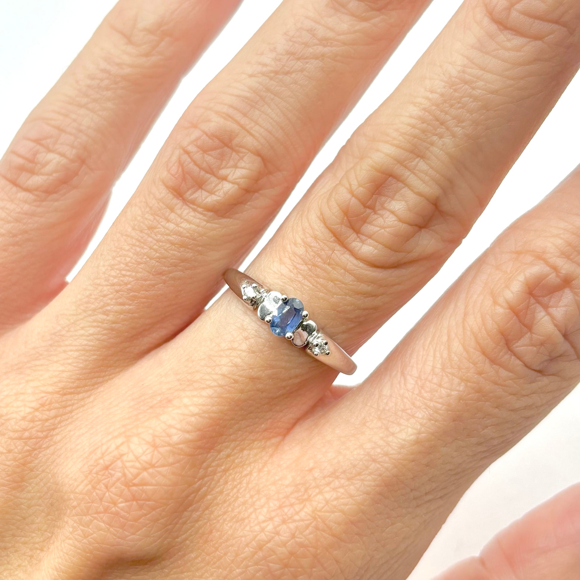 Diamant Bague Or Blanc 750 Saphir Bague Or 750 Blanc Saphir Ovale