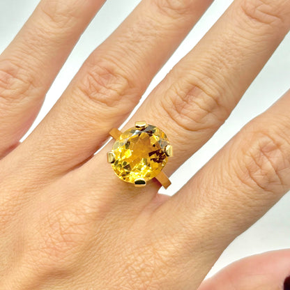 Cocktail Ring - 750 Yellow Gold &amp; Citrine