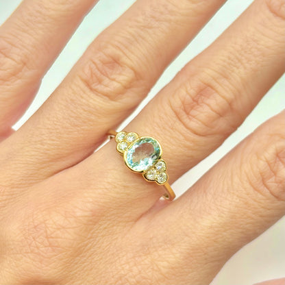 Nausicaä Ring - 750 Yellow Gold Aquamarine &amp; Diamonds