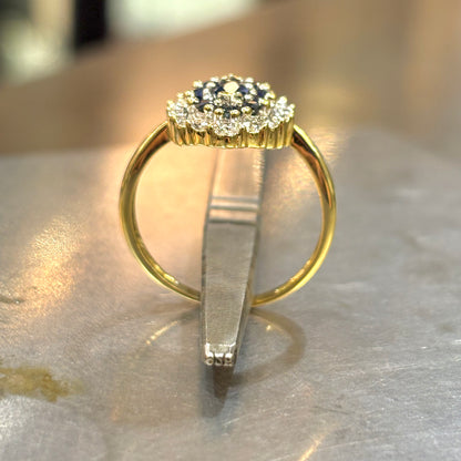 Bague Marquise - Or Jaune 750 Saphir & Diamants