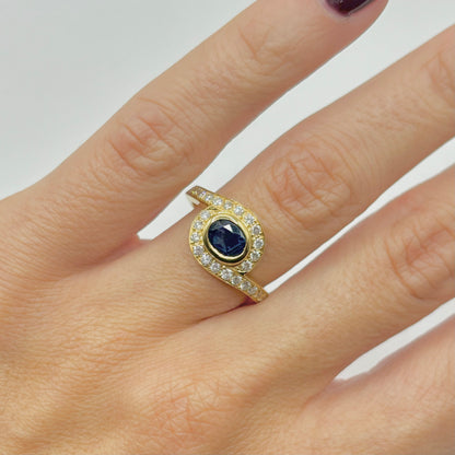 Bague - Or Jaune 750 Saphir & Diamants