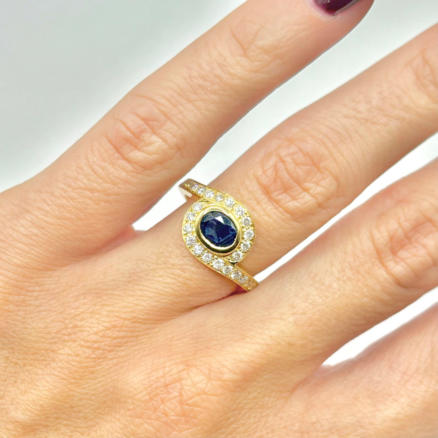 Bague Entrelacs - Or Jaune 750 Saphir & Diamants