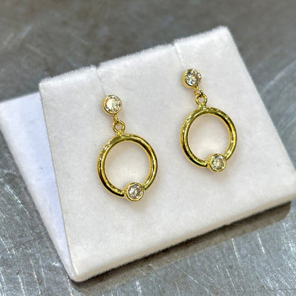 Boucles D'oreilles - Or Jaune 750 & Zircons