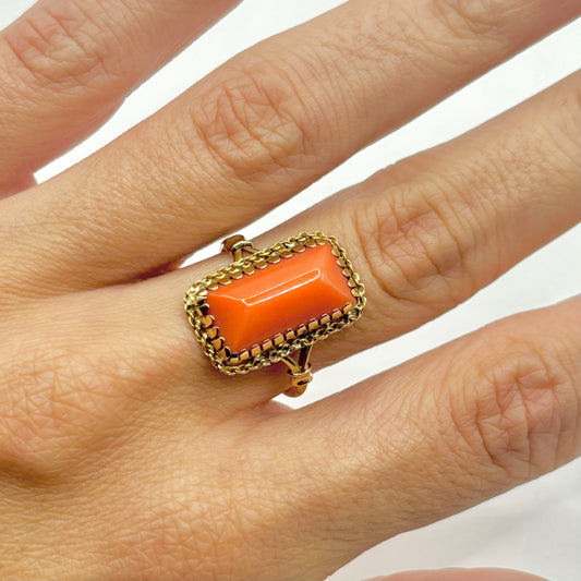 Bague Vintage - Or Jaune 750 & Corail