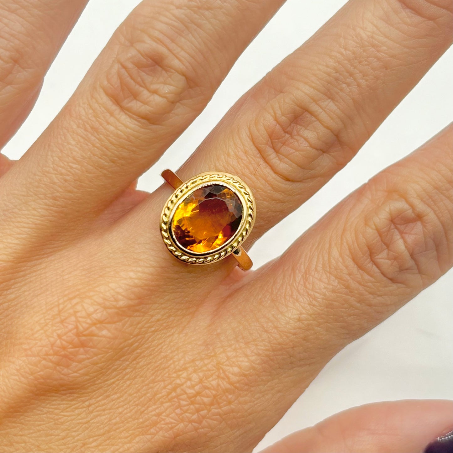 Bague Vintage - Or jaune 750 & Citrine