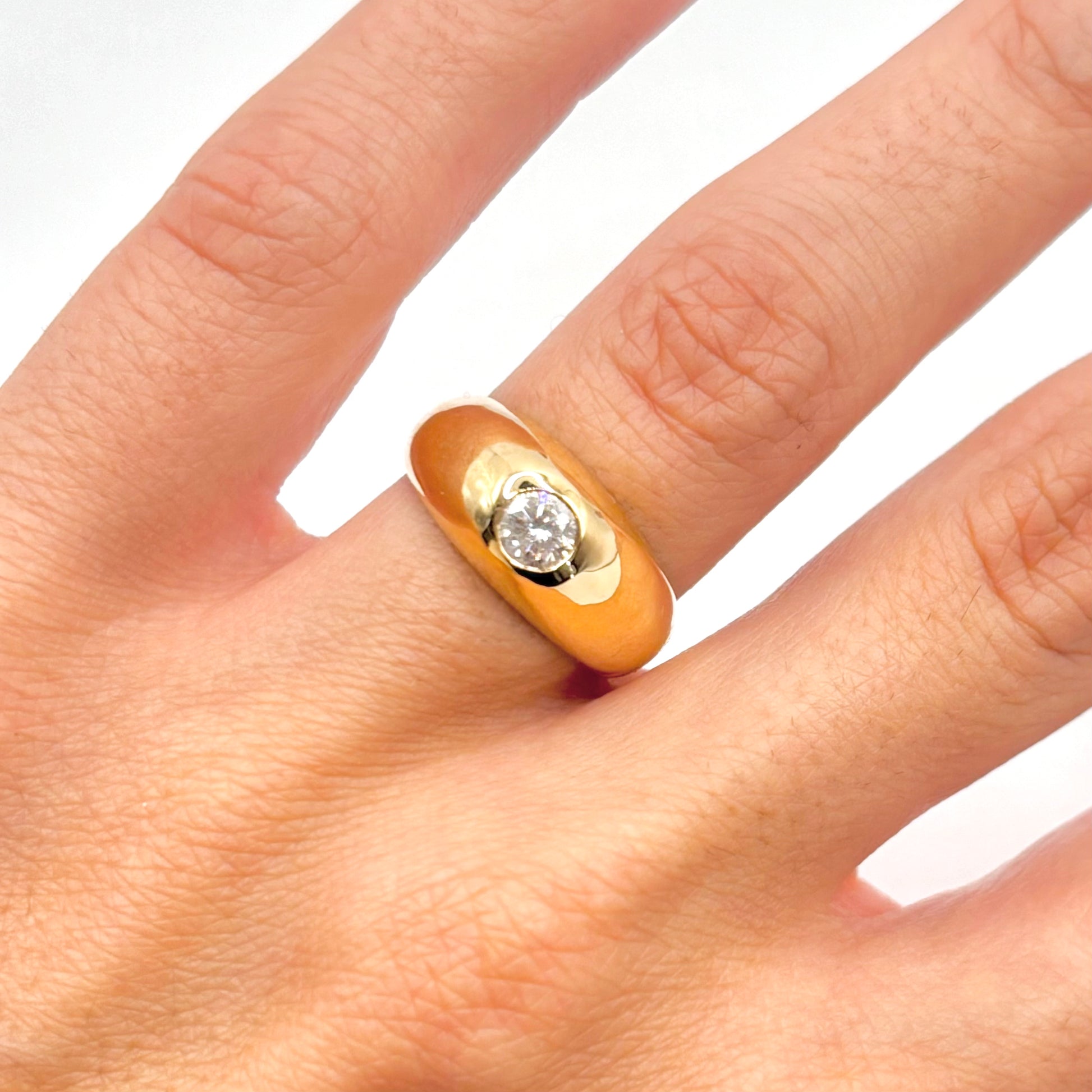 Bague Jonc Or Jaune 750 Diamant 46