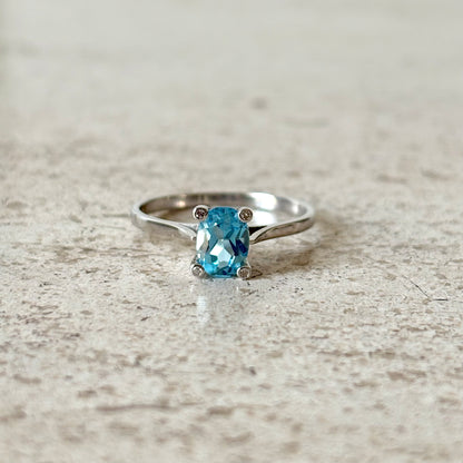 Bague - Or Blanc 750 Diamants & Aigue-Marine