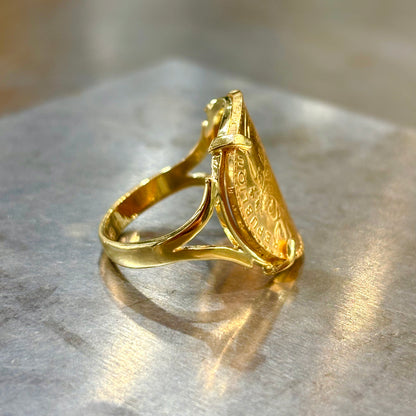 Bague Pièce - Or Jaune 750 & Pièce Or 20 Francs Marianne Coq