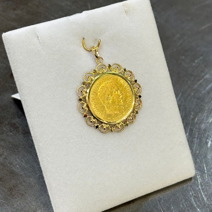 Pendentif Pièce - Or Jaune 750 & Pièce 10 Francs Napoléon