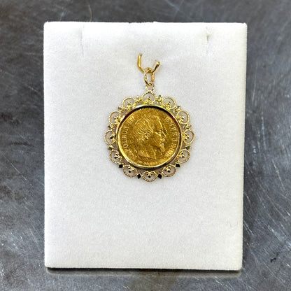 Pendentif Pièce - Or Jaune 750 & Pièce 10 Francs Napoléon