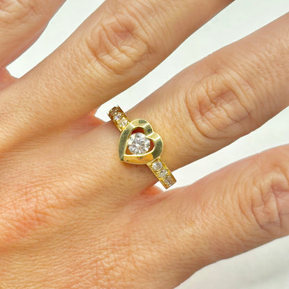 Bague Coeur - Or Jaune 750 & Diamants