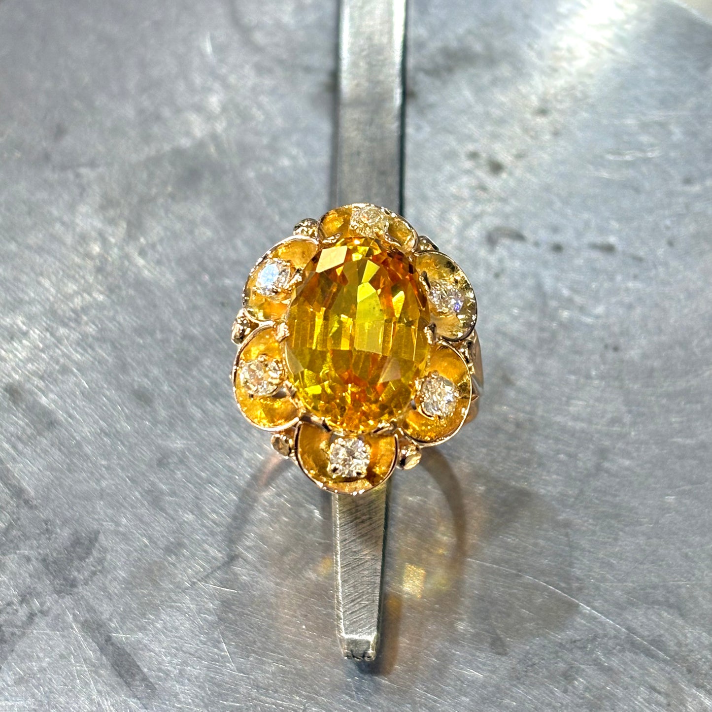 Bague Marguerite - Or Jaune 750 Citrine & Diamants