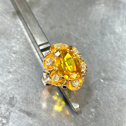 Bague Marguerite - Or Jaune 750 Citrine & Diamants