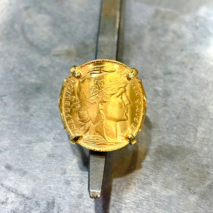 Bague Pièce - Or Jaune 750 & Pièce Or 20 Francs Marianne Coq