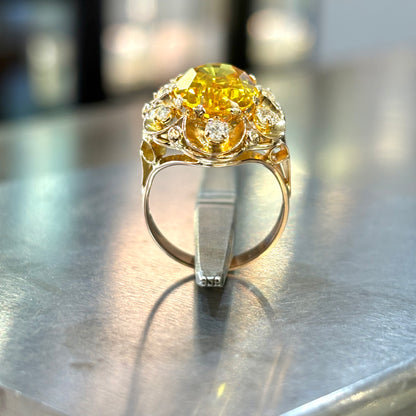 Bague Marguerite - Or Jaune 750 Citrine & Diamants