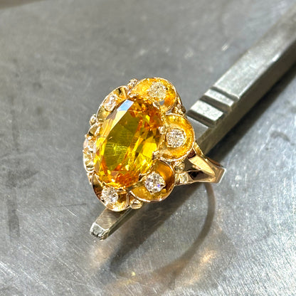 Bague Marguerite - Or Jaune 750 Citrine & Diamants