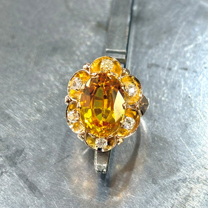 Bague Marguerite - Or Jaune 750 Citrine & Diamants