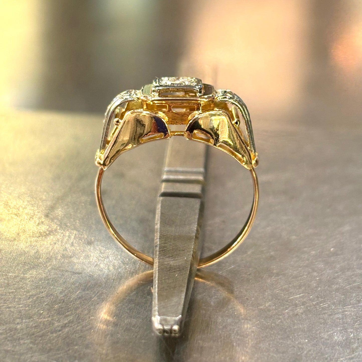 Bague Tank Vintage - Or Jaune 750 & Diamant