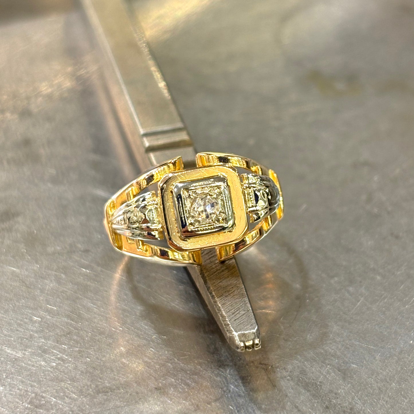 Bague Tank Vintage - Or Jaune 750 & Diamant