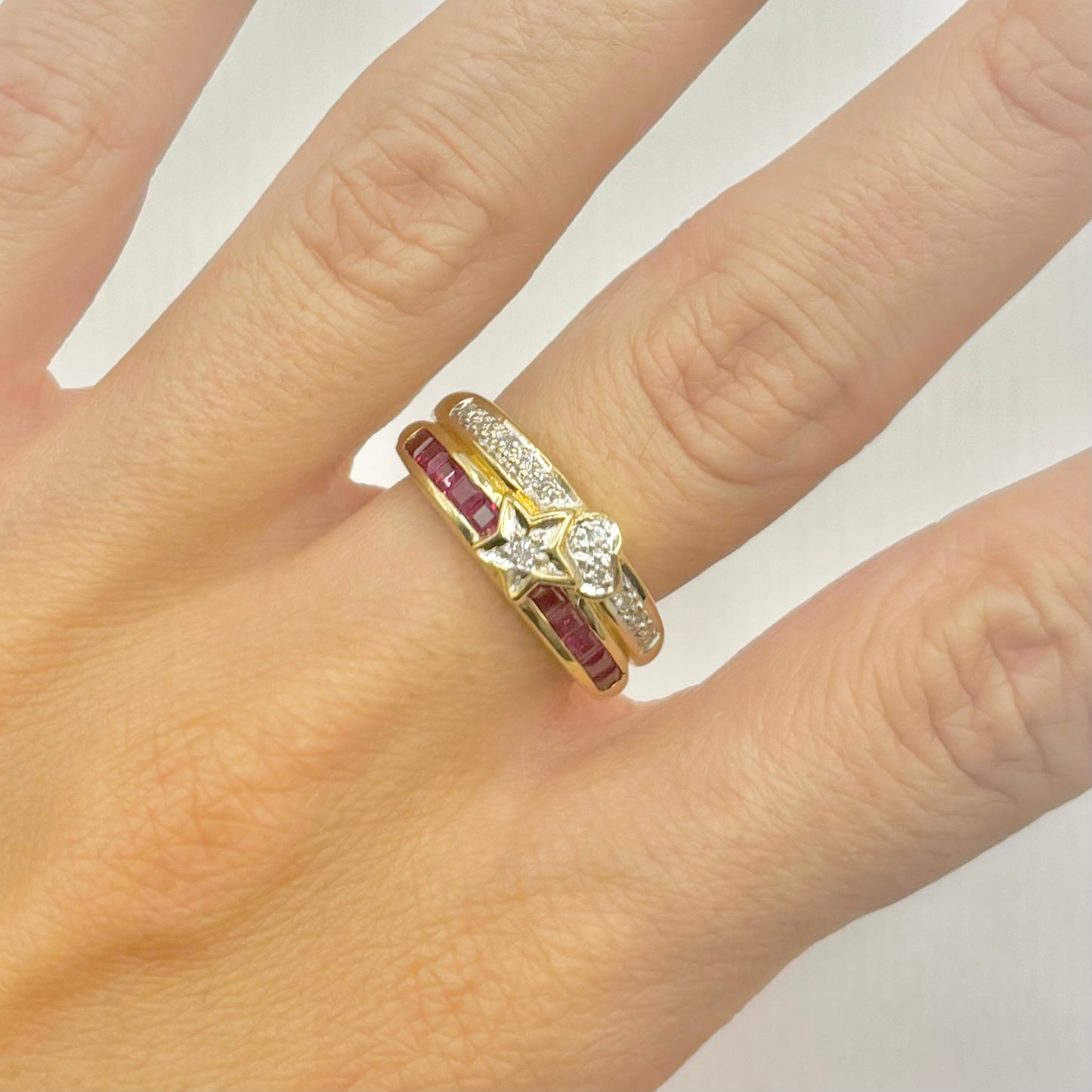 Bague - Or Jaune 750 Rubis & Diamant