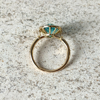 Bague Entourage Vintage - Or Jaune Diamants & Topaze de Synthèse