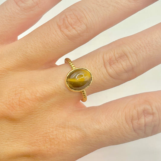 Bague - Or Jaune 750 & Oeil de Tigre