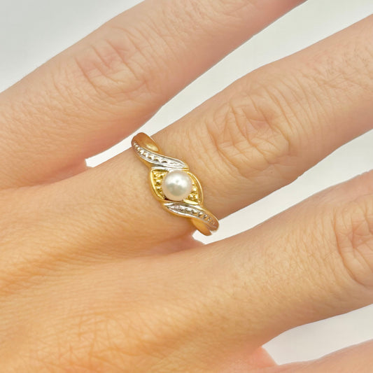 Bague - Or Jaune 750 & Perles Naturelles Akoya