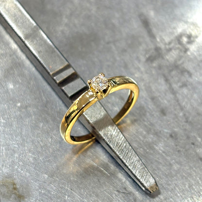 Bague Solitaire - Or Jaune 750 & Diamants