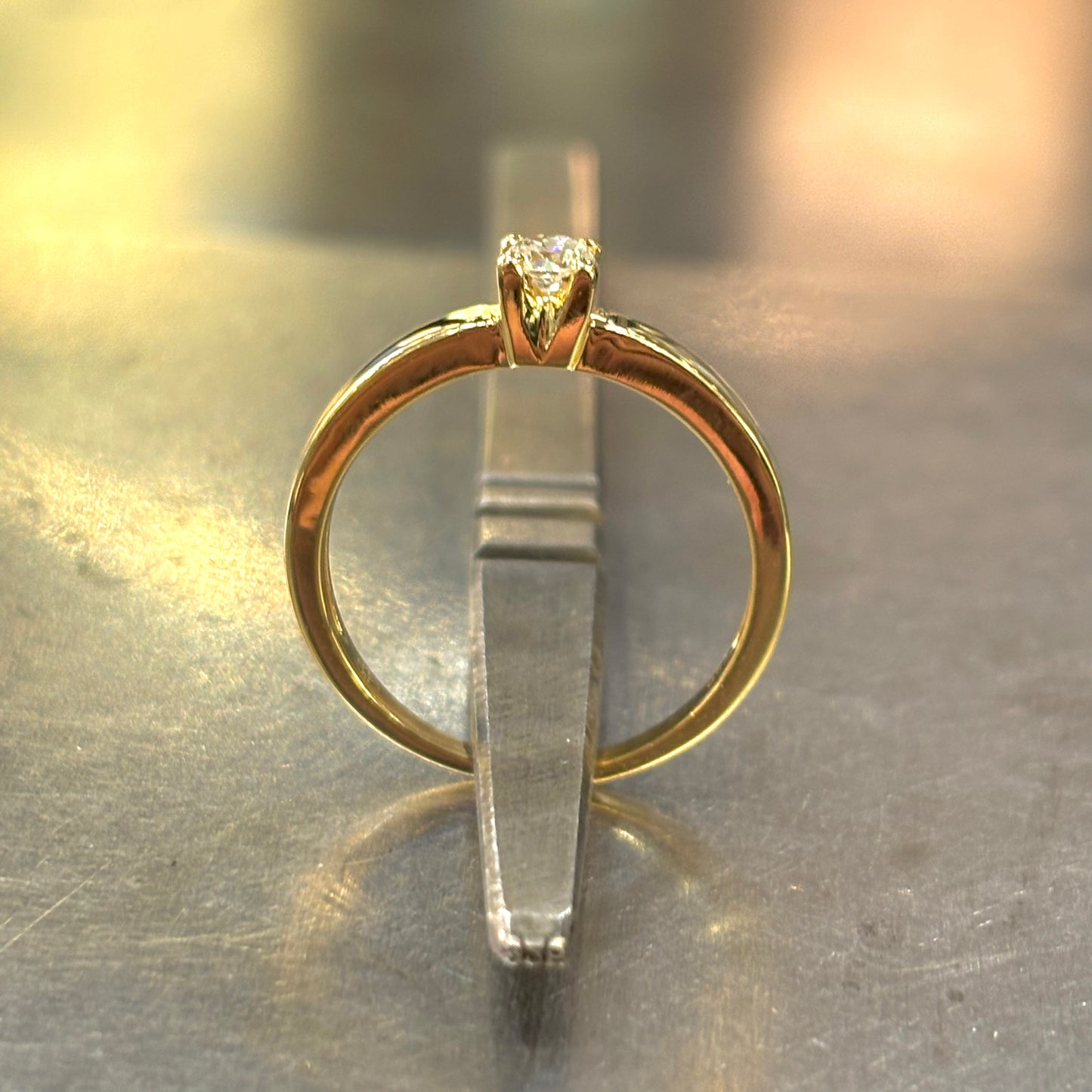 Bague Solitaire - Or Jaune 750 & Diamants