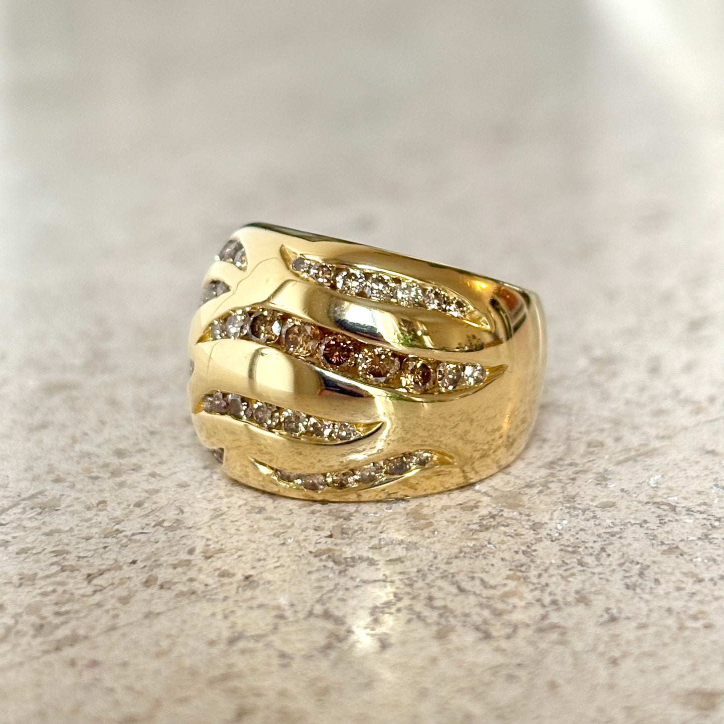 Bague Jonc - Or Jaune 750 & Diamants