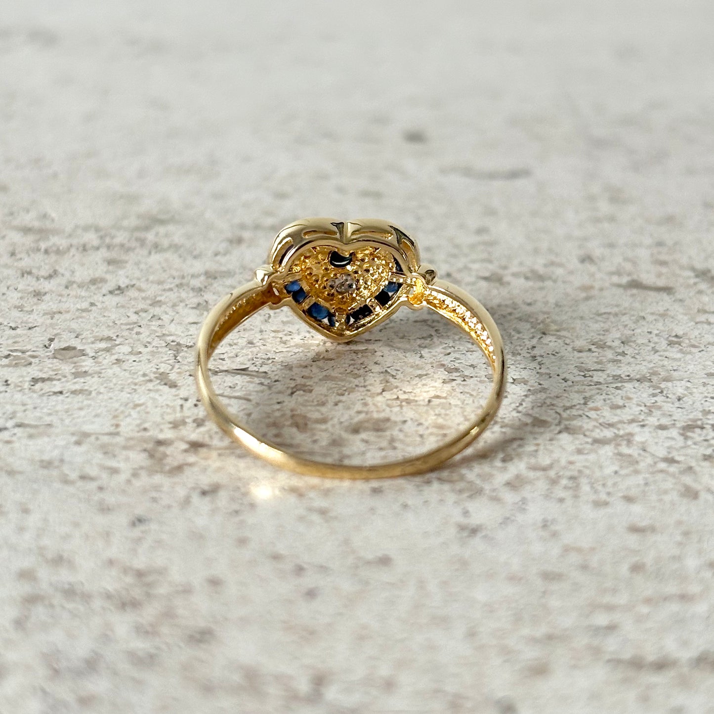 Bague Coeur - Or Jaune 750 & Saphirs