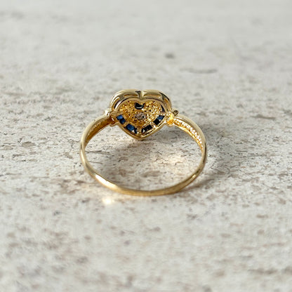 Bague Coeur - Or Jaune 750 & Saphirs