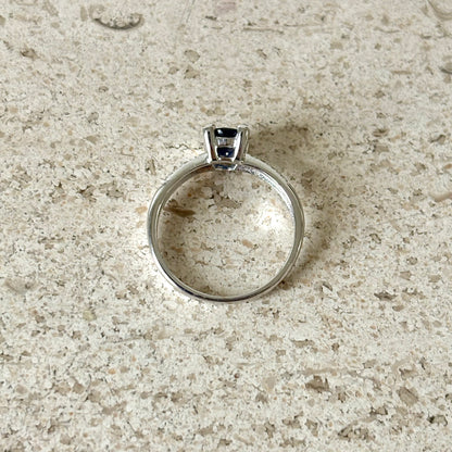 Bague Solitaire - Or Blanc 750 Saphir & Diamants