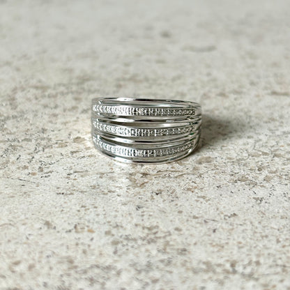 Bague Jonc - Or Blanc 750 & Diamants