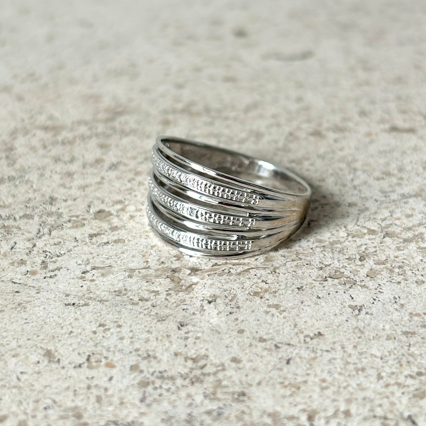 Bague Jonc - Or Blanc 750 & Diamants
