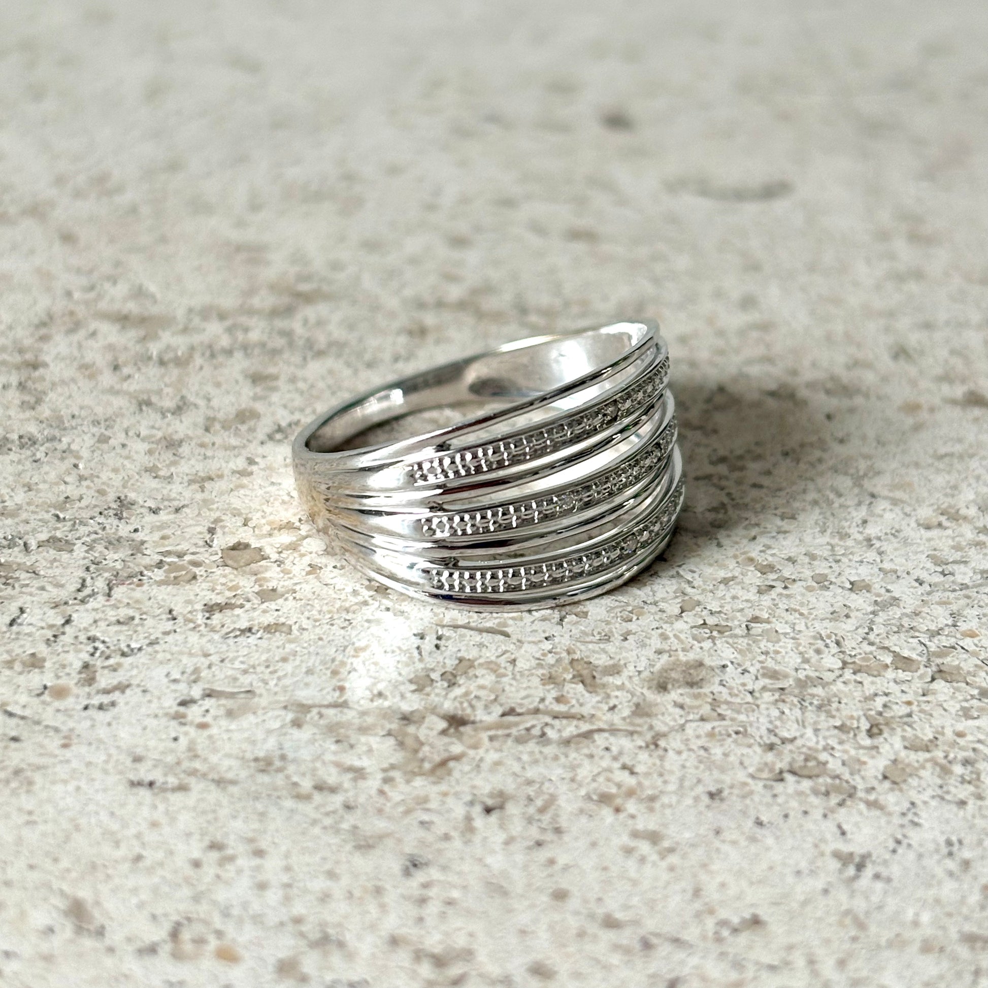 Bague Jonc - Or Blanc 750 & Diamants