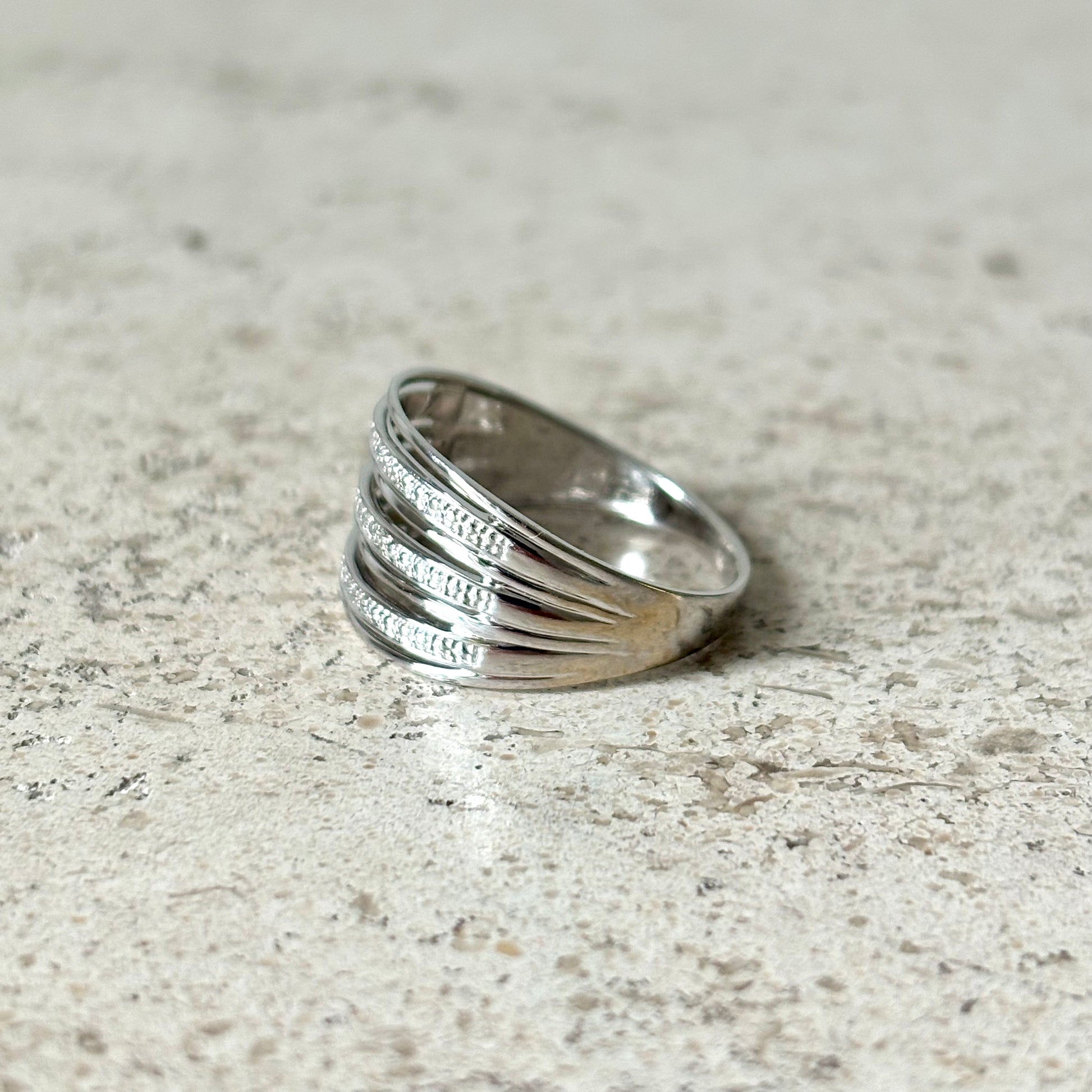 Bague Jonc - Or Blanc 750 & Diamants