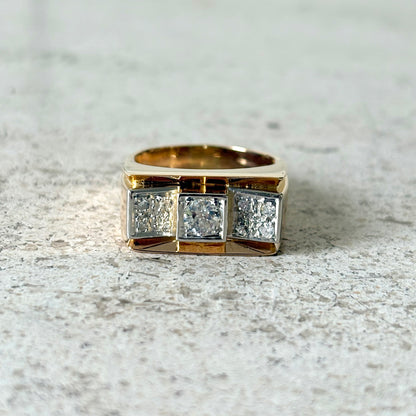 Bague Tank Art Déco - Or Jaune 750 & Diamants