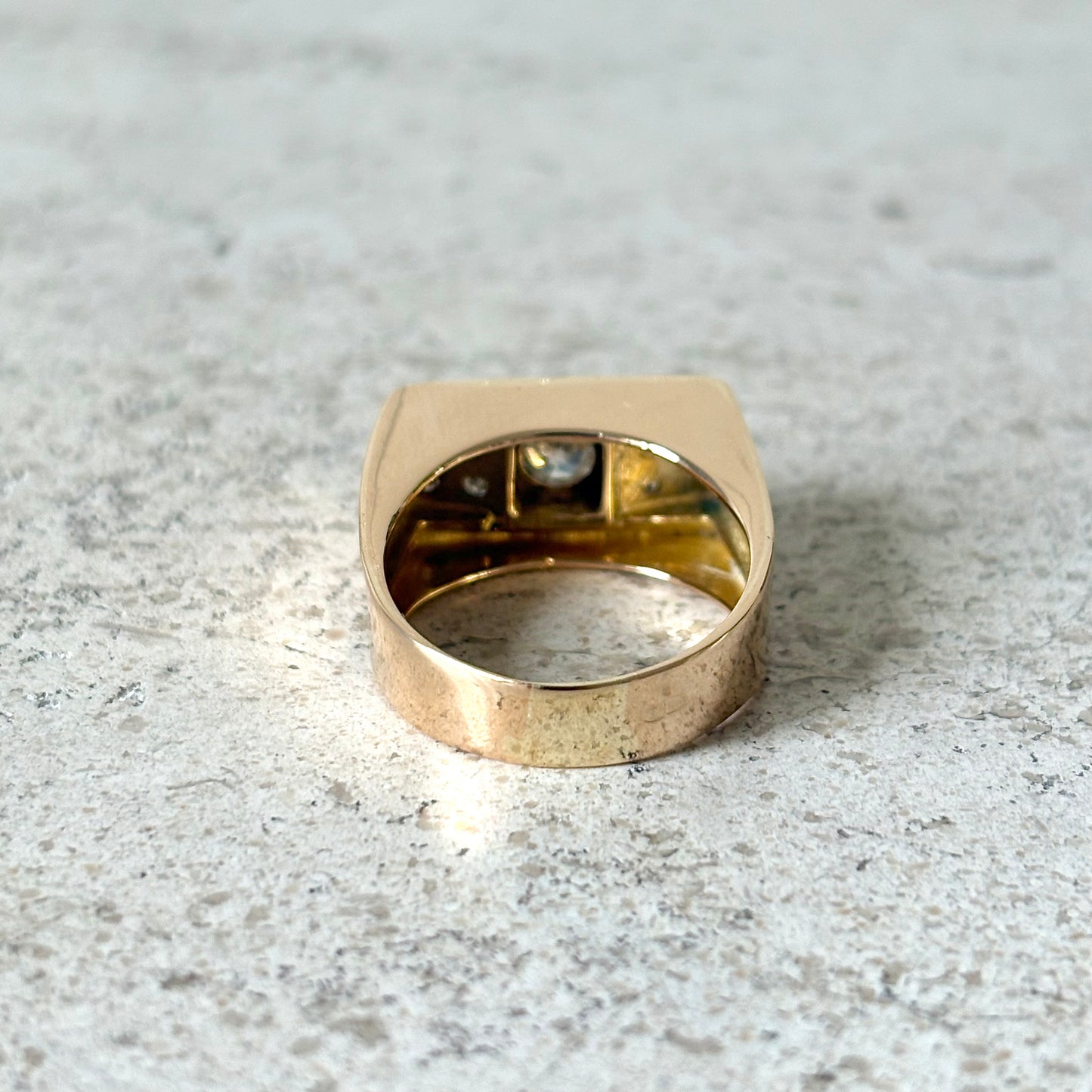 Bague Tank Art Déco - Or Jaune 750 & Diamants