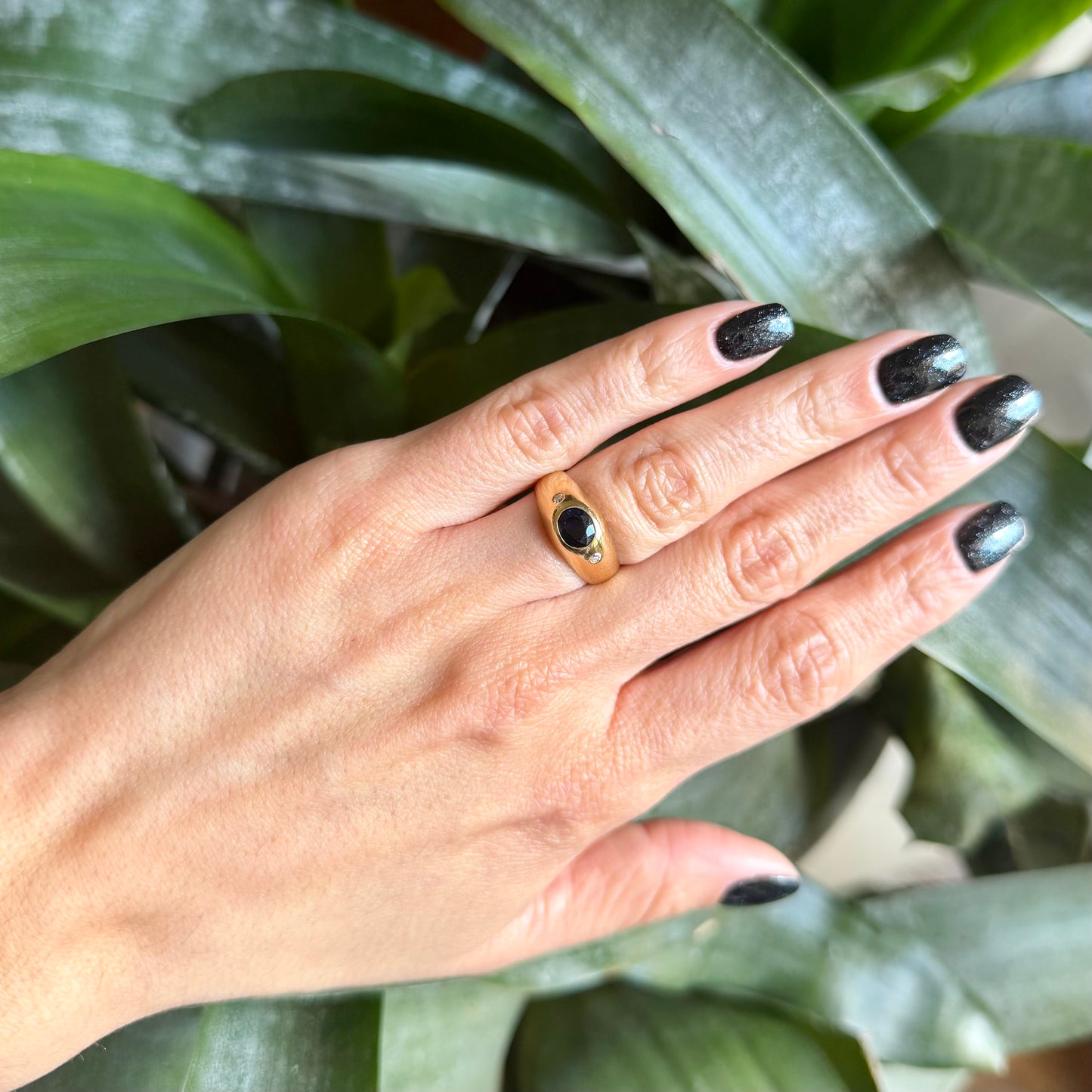 Bague Jonc - Or Jaune 750 Saphir & Diamants