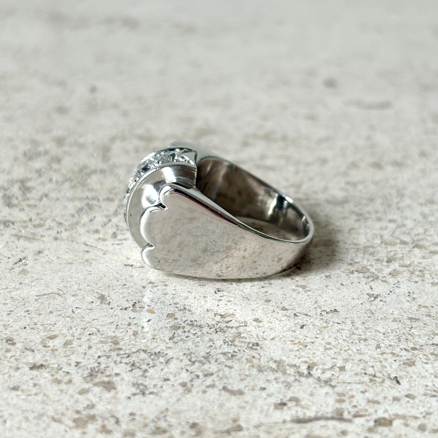 Bague Tank Art Déco - Or Blanc 750 & Diamants