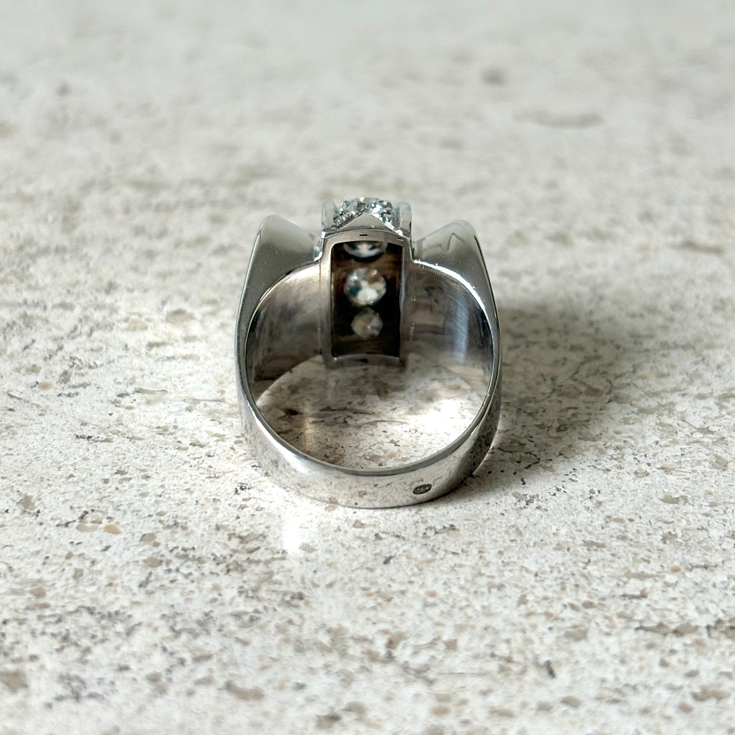 Bague Tank Art Déco - Or Blanc 750 & Diamants