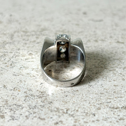 Bague Tank Art Déco - Or Blanc 750 & Diamants