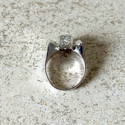 Bague Tank Art Déco - Or Blanc 750 & Diamants