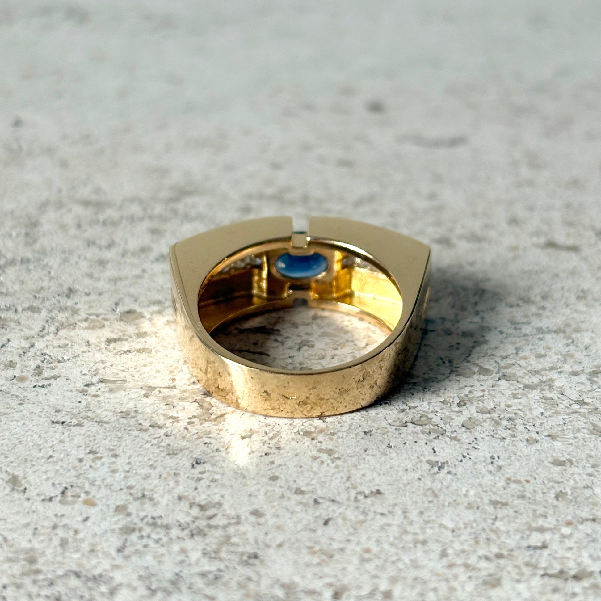 Bague Jonc - Or Jaune 750 Saphir & Diamants