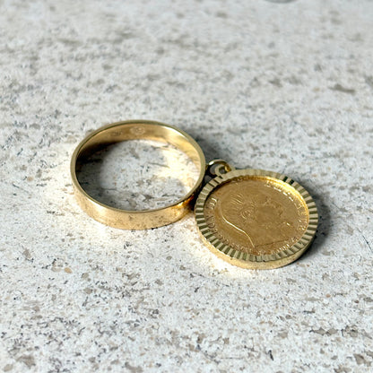 Bague Breloque Pièce - Or Jaune 750 & Pièce 5 Francs Napoléon