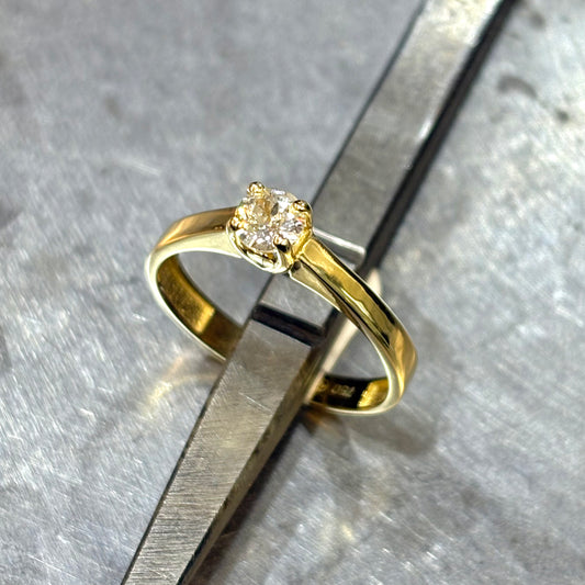 Bague Solitaire - Or Jaune 750 & Diamant