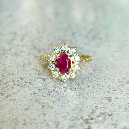 Bague Marguerite - Or Jaune 750 Rubis & Diamants