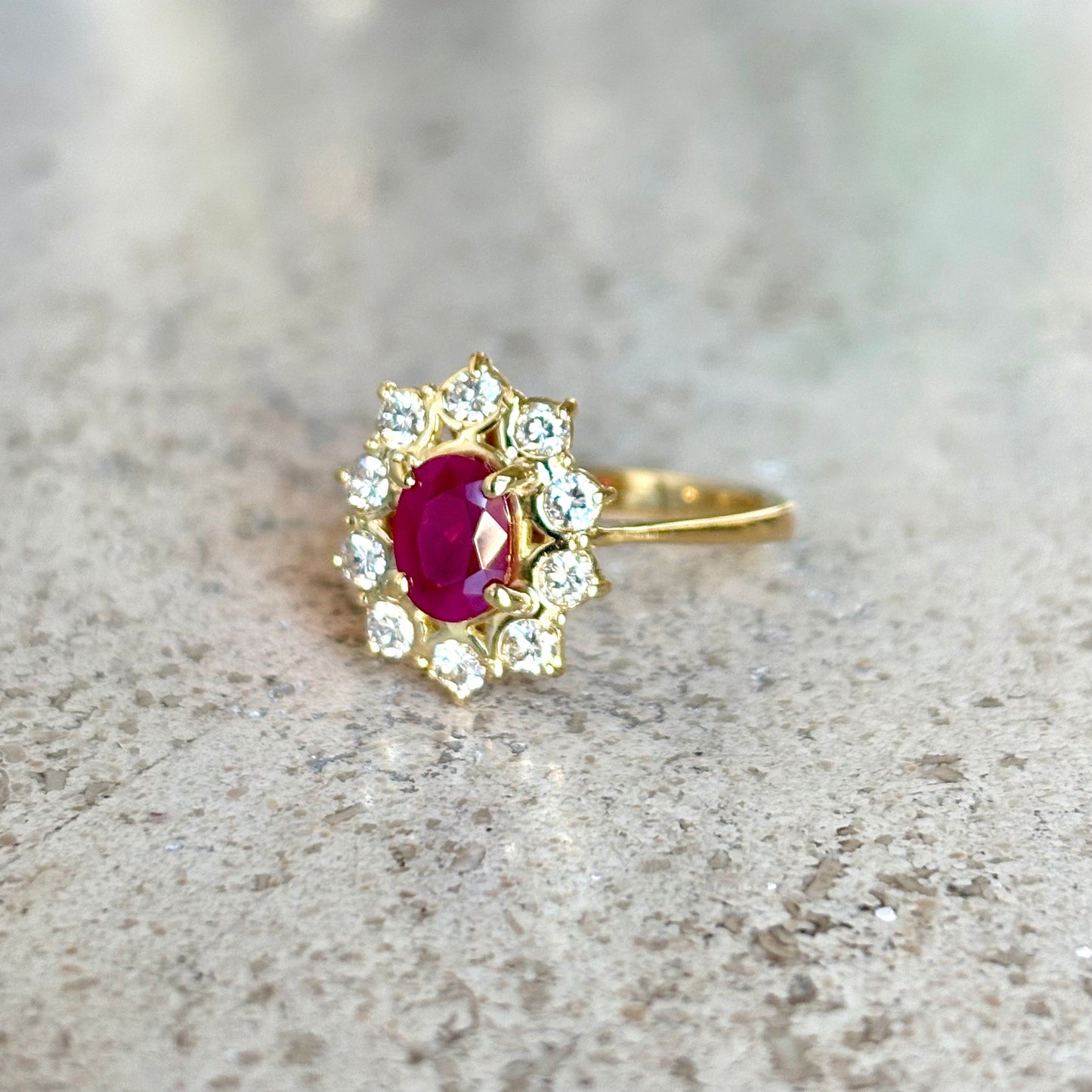 Bague Marguerite - Or Jaune 750 Rubis & Diamants