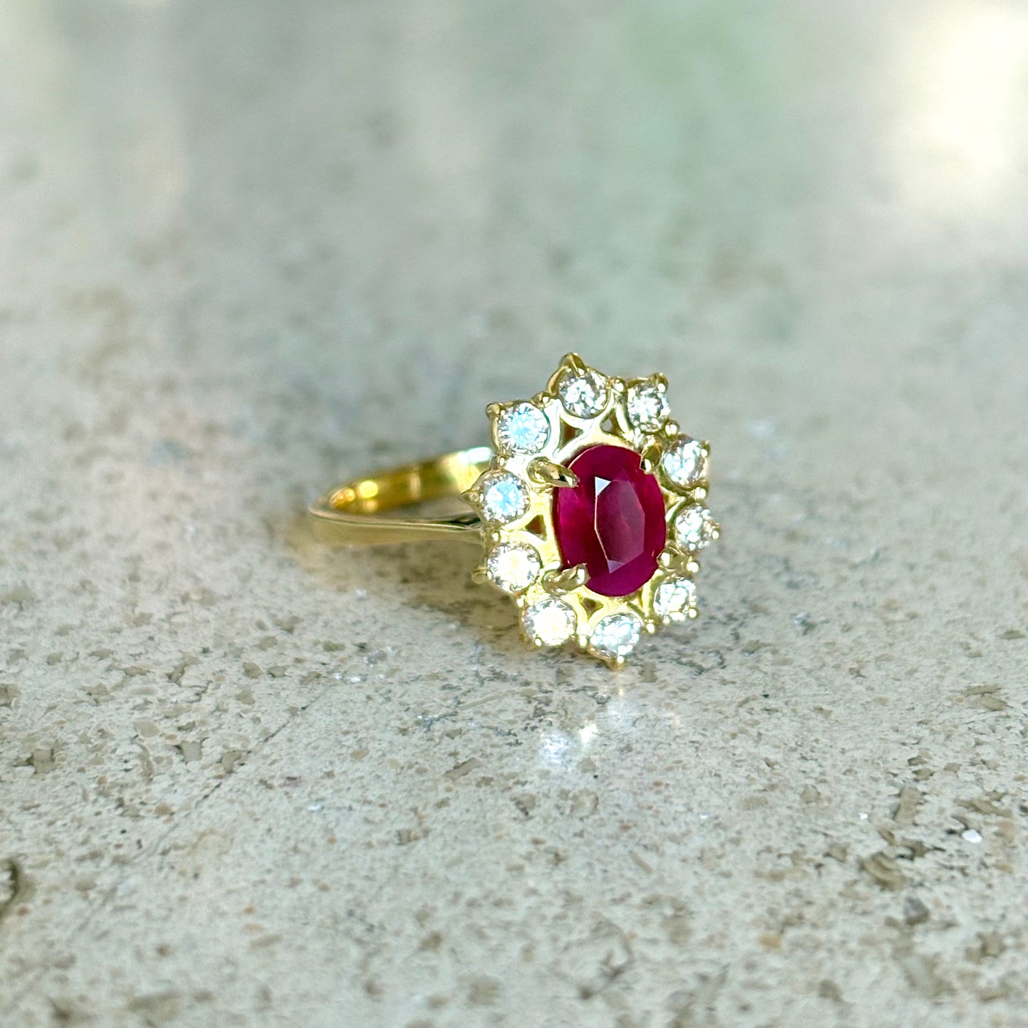 Bague Marguerite - Or Jaune 750 Rubis & Diamants